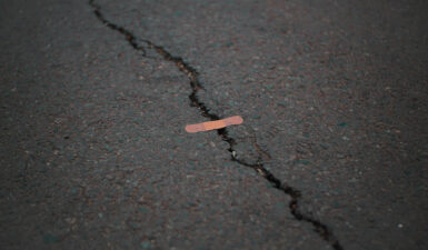 Plaster holding a crack in the street